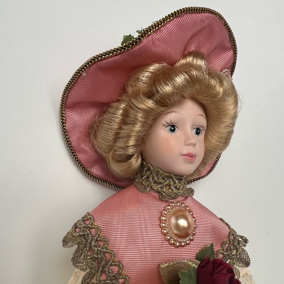 Vintage Kurt S Adler KSA Victorian Porcelain Doll Christmas Ornament Mauve Pink - Picture 11 of 16